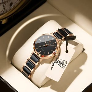 ​POEDAGAR 505 Luxury Rose Gold Ladies Quartz Wrist Watch Ceramic Strap